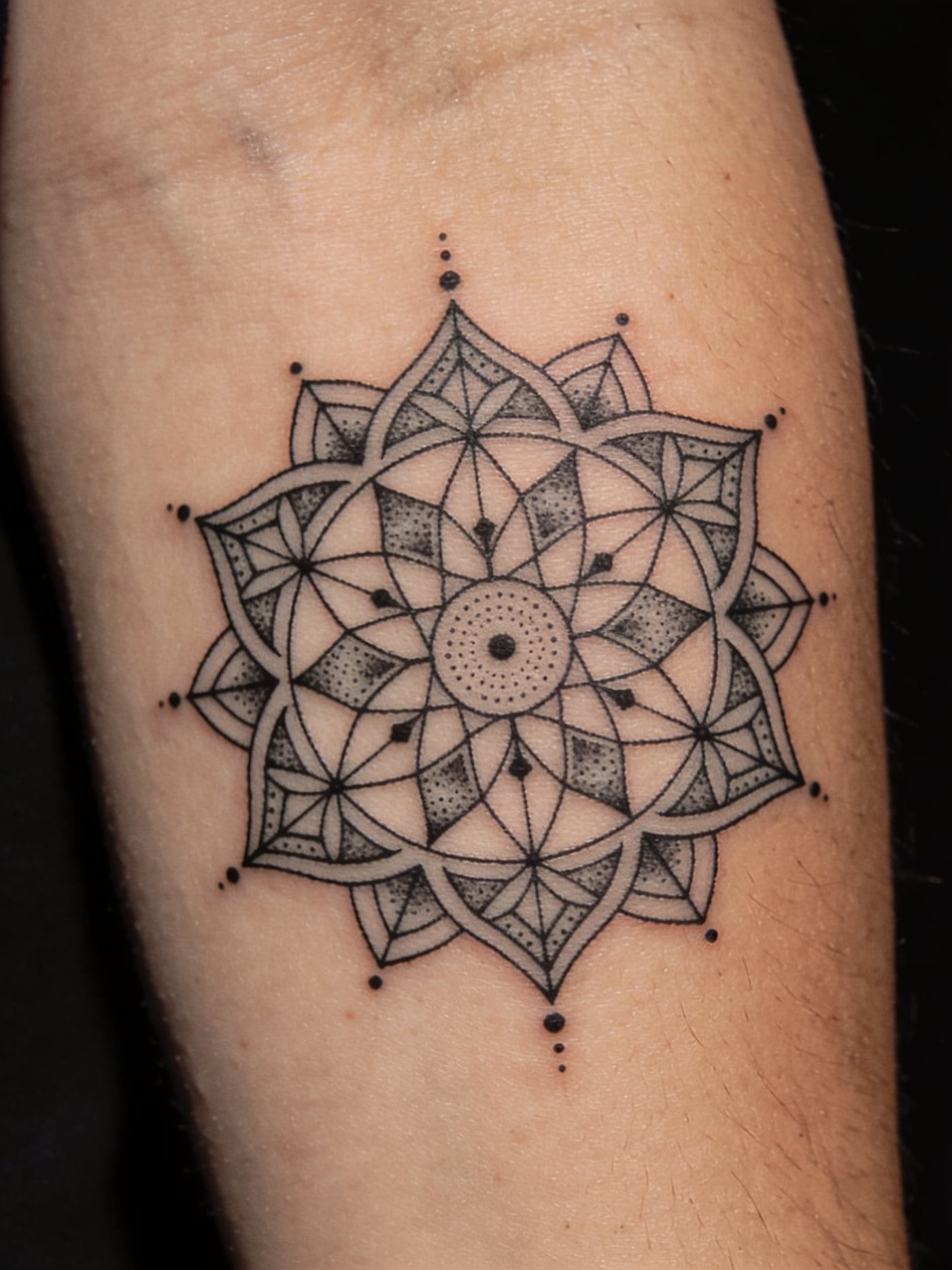 Sacred Geometry — Dotwork tattoo, Forearm
